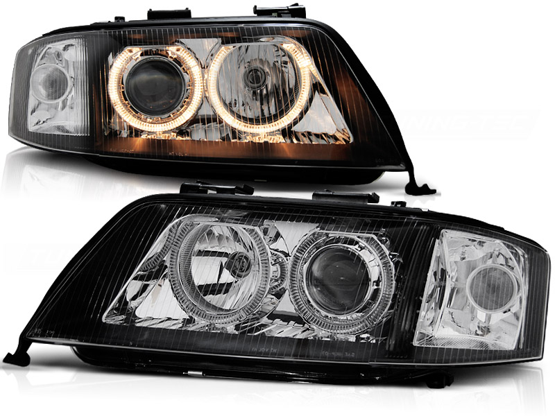 Koplampen Audi A6 97-98 Angel Eyes Zwart Voor Orgineel Xenon