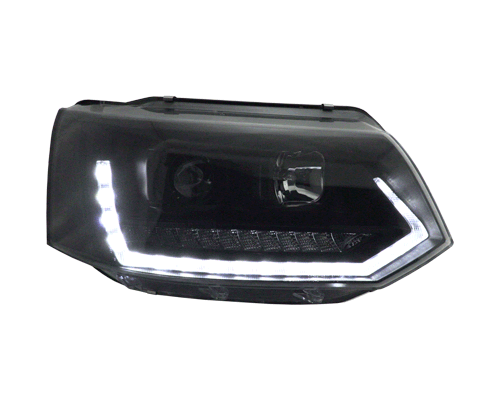 Koplampen VW T5 09-15 Tube LED Dynamic T6 look Piano-black