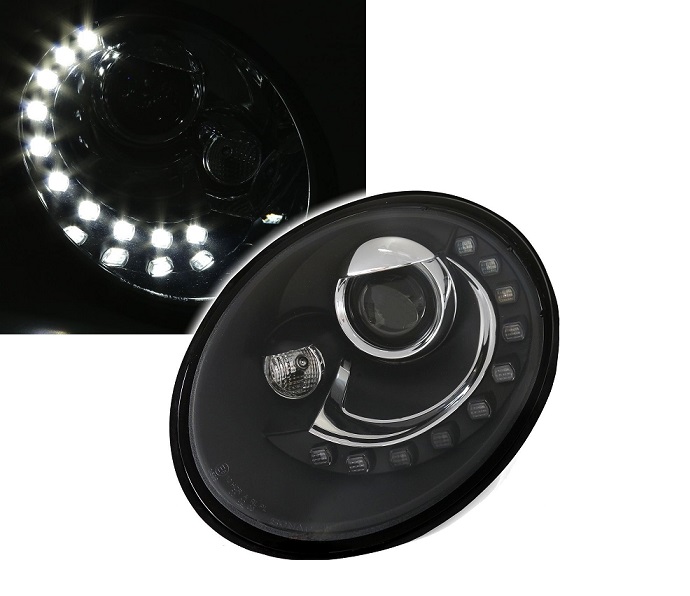 Koplampen VW New Beetle 9C DRL zwart 05-11