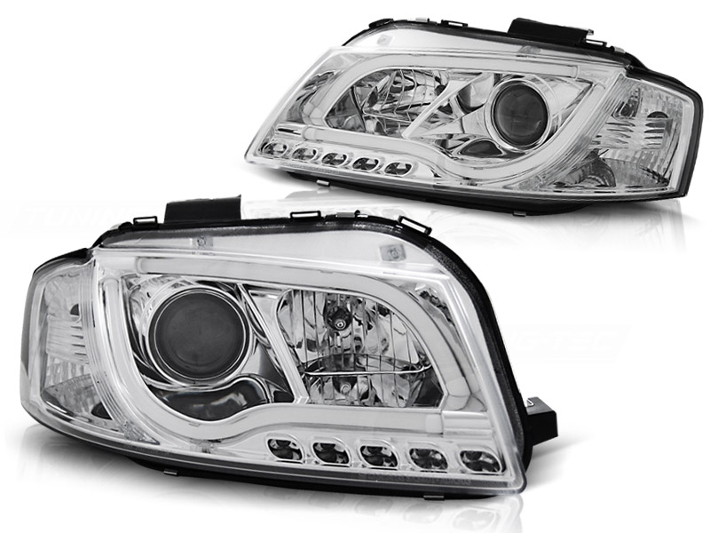 Koplampen Audi A3 8P 03-08 Tube Light LED Chroom