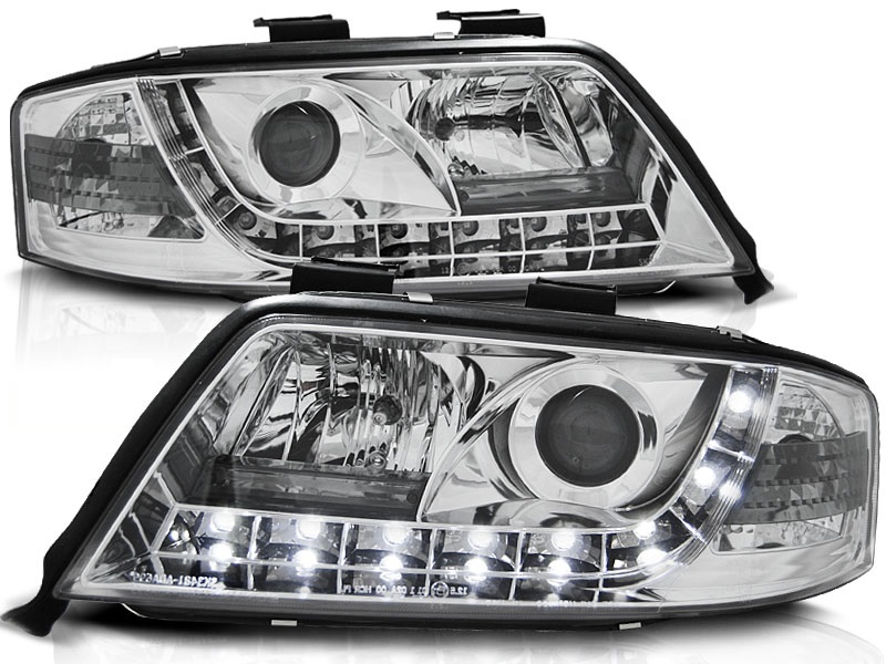 Koplampen Audi A6 97-01 Devil Eyes DRL look chroom
