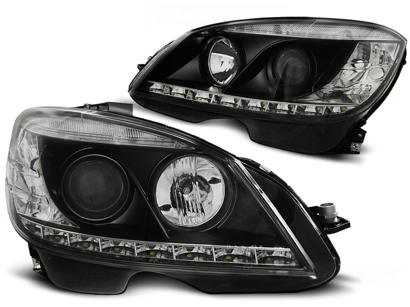 Koplampen Mercedes C-Klasse W204 07-11 Zwart Daylight