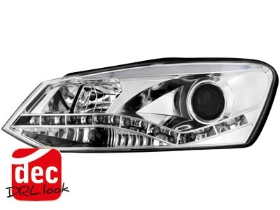 Koplampen VW Polo 6R / 6C 10-14 DRL look Devil Eyes Chroom