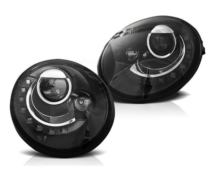 Koplampen VW New Beetle 9C DRL zwart 05-11