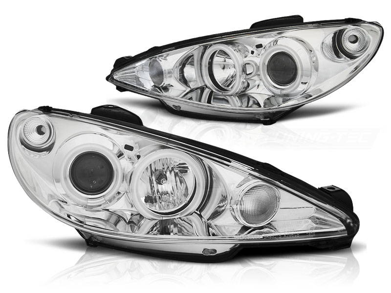 Koplampen Peugeot 206 02-.. / S16 99-.. Angel Eyes chroom